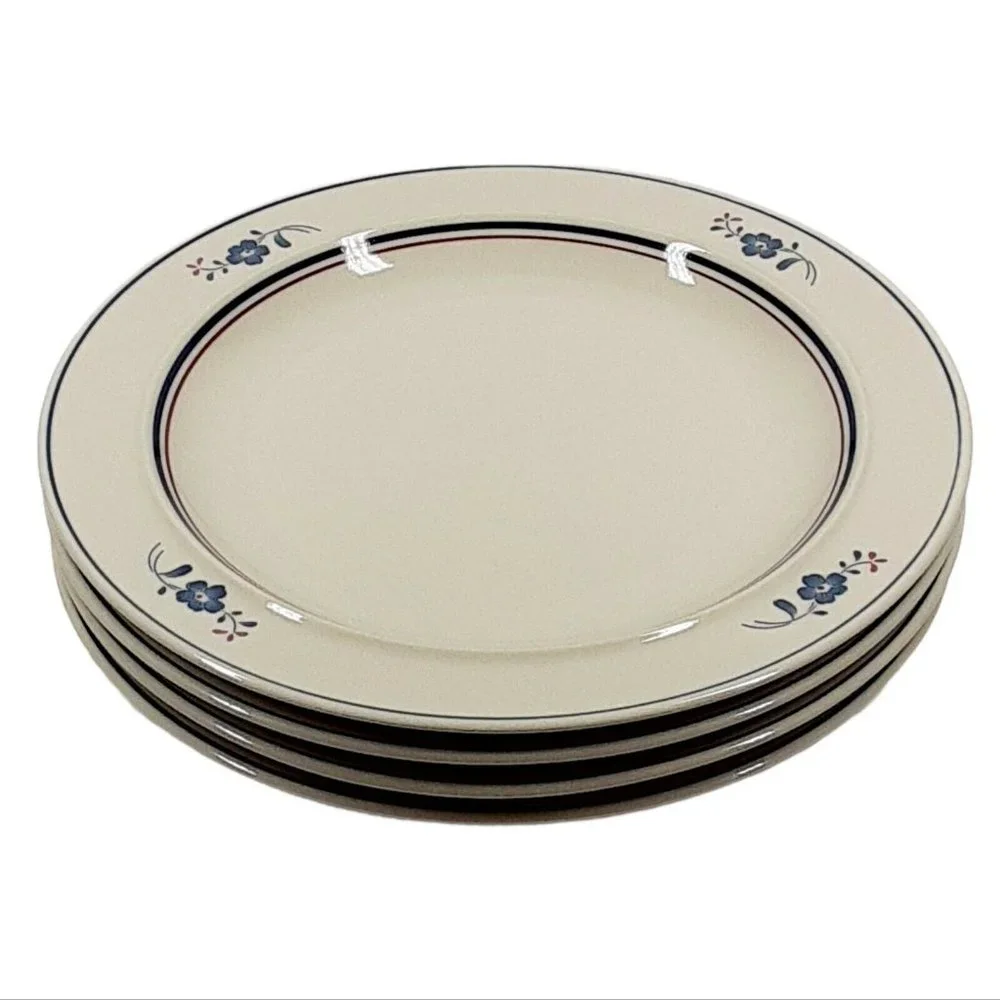 Stockholm Red Blue Floral Dinner Plate Vintage Patriotic Stoneware Dinnerware - Picture 7 of 8